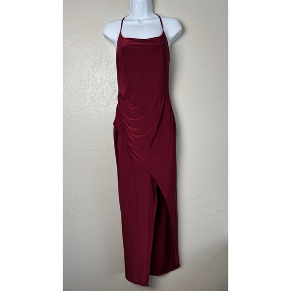 Windsor burgundy get the scoop sleeveless maxi bodycon dress L - Picture 3 of 12